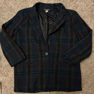 Savannah Blue green and Red Plaid Blazer